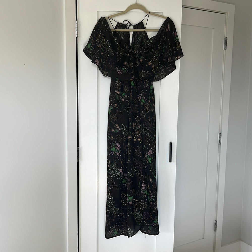 Walter Baker off the shoulder flutter dress